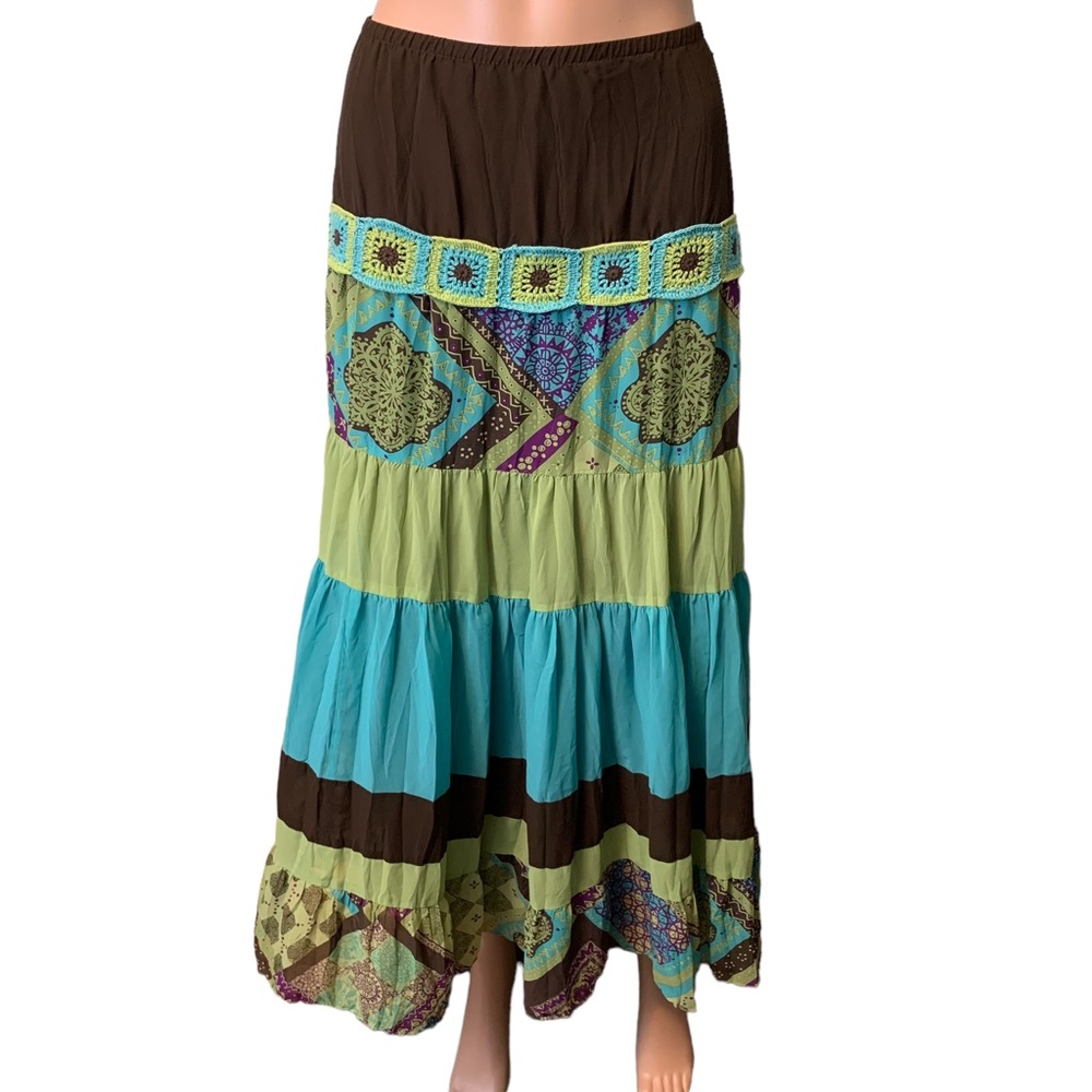 Lane Bryant Boho Flowy Chiffon Tiered Peasant Maxi Skirt Size 18/20